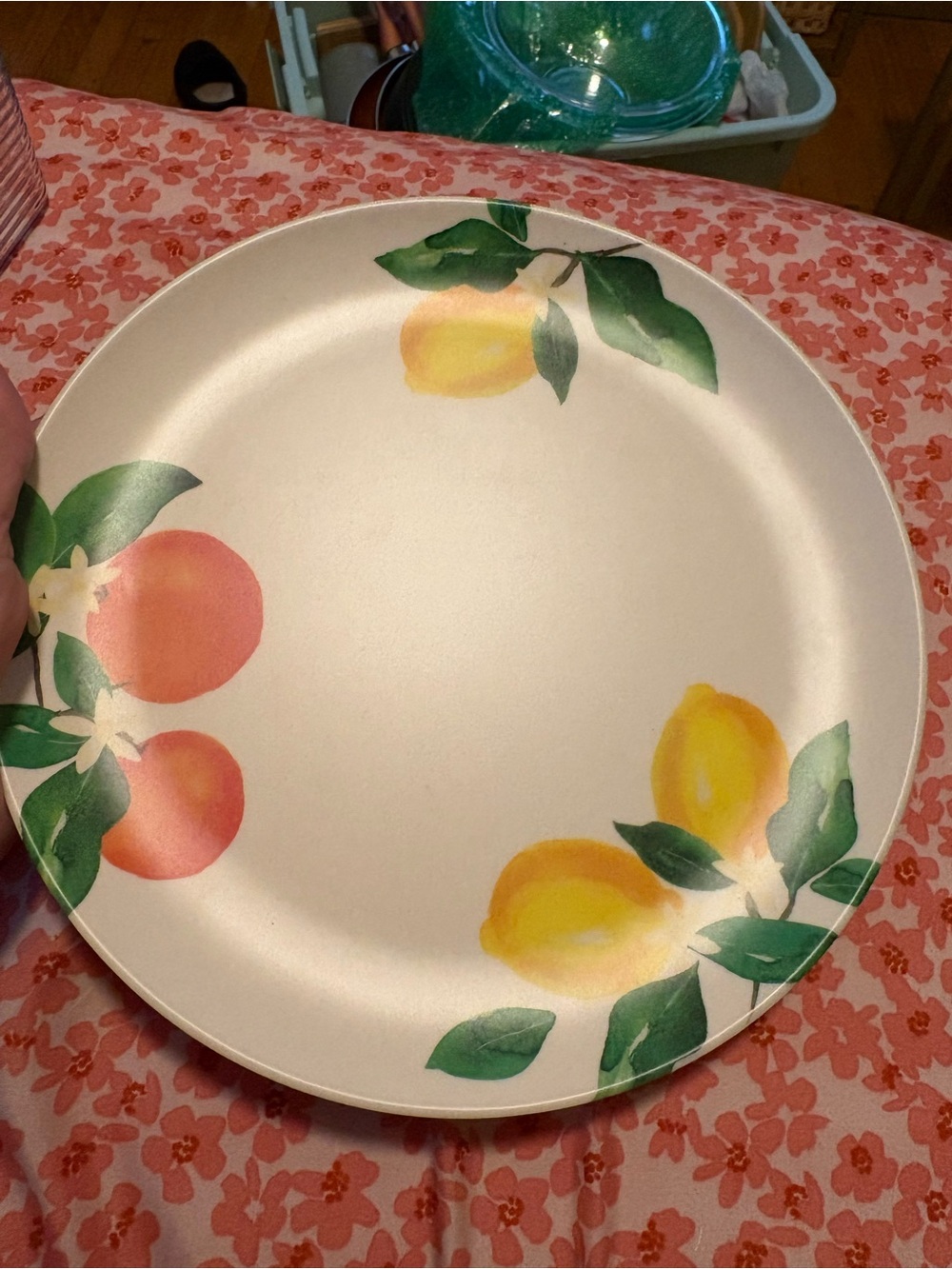 Dinner plastic Plate with Lemon & Orange Fruit Design - 4 pack